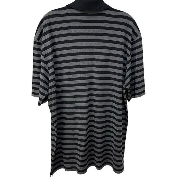 Tommy Bahama Polo Shirt Men’s Size Large Silk Blend Stripes Black and Gray - Picture 5 of 6